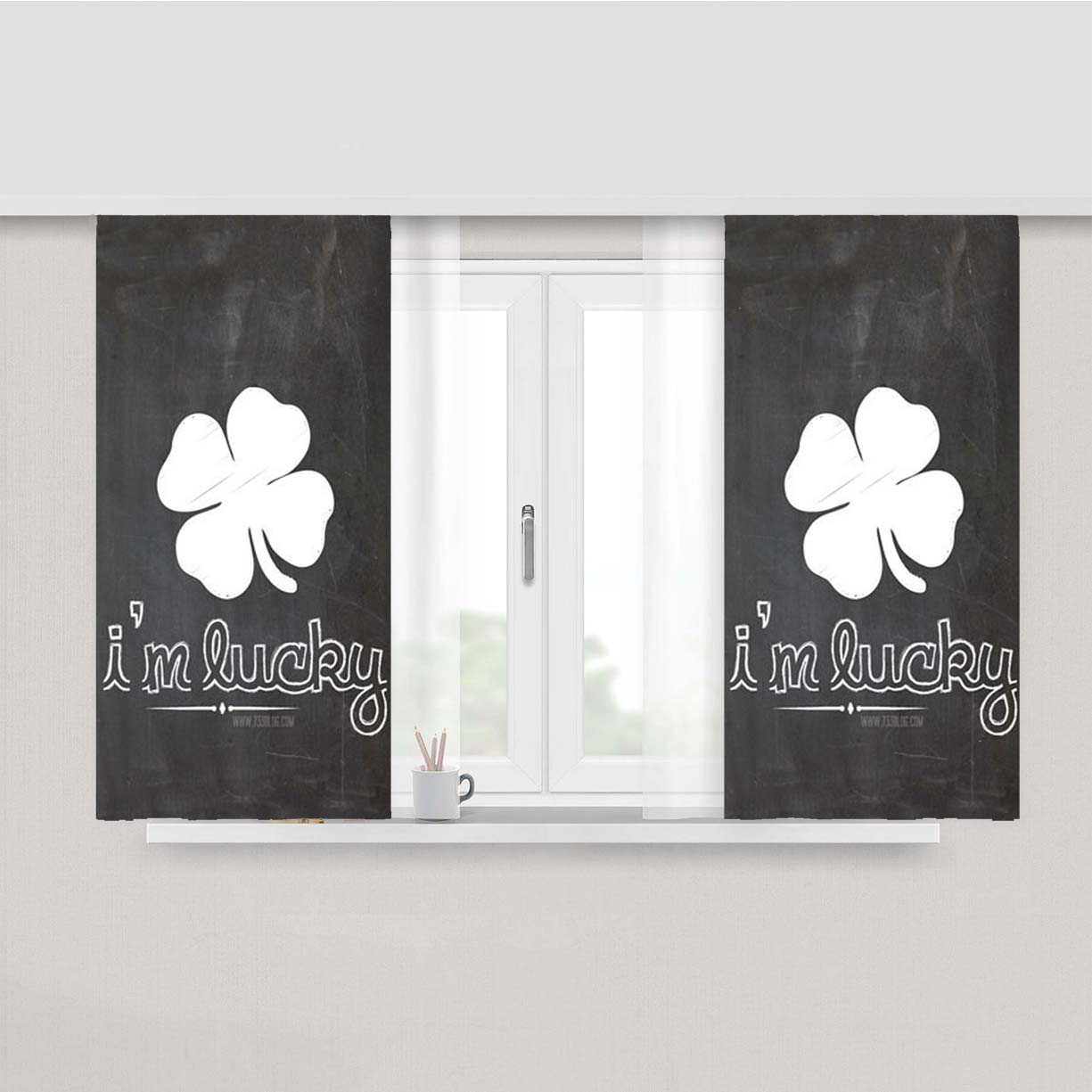 St Patricks Day Im Lucky Peach Skin Window Curtains