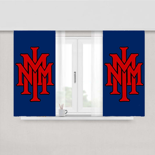 Stackednmmi Baseball Logo Blue Peach Skin Window Curtains