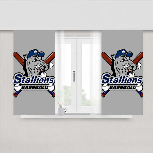 Stallions Baseball Logo Gray Peach Skin Window Curtains