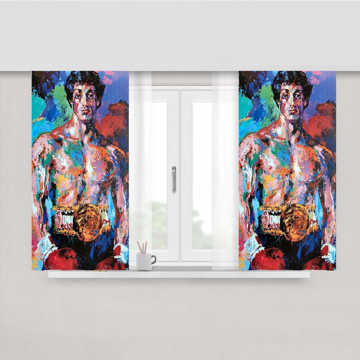 Stallone Rocky Balboa Art Peach Skin Window Curtains