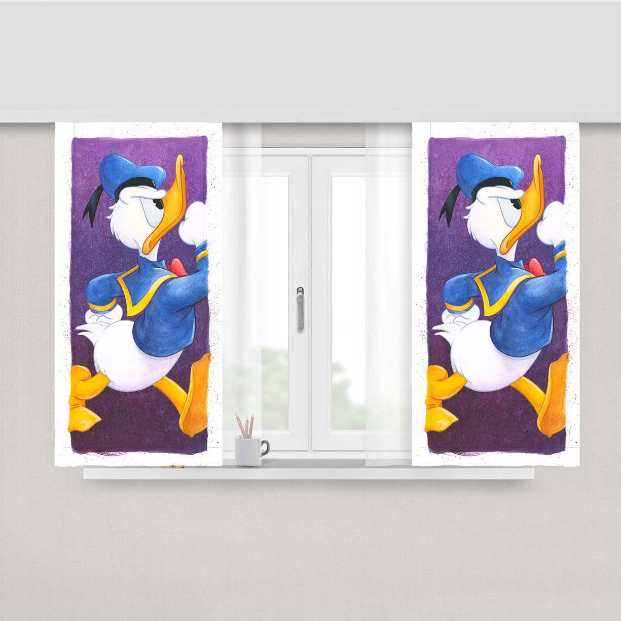 Stand Donald Duck Peach Skin Window Curtains