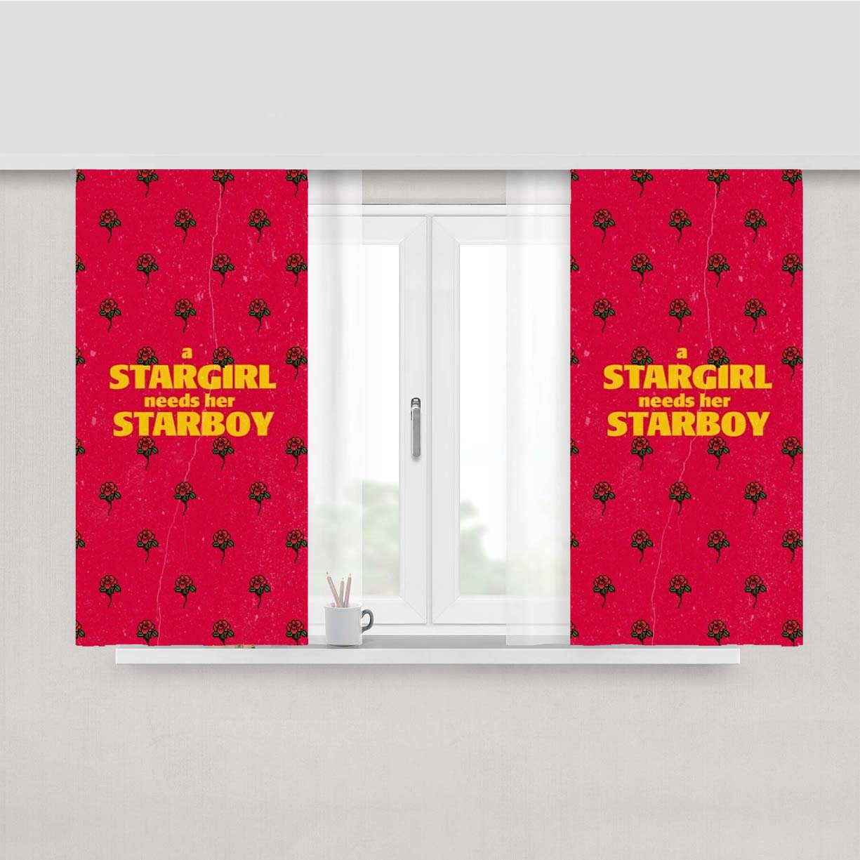 Star Boy Need Star Girl The Weekend Peach Skin Window Curtains