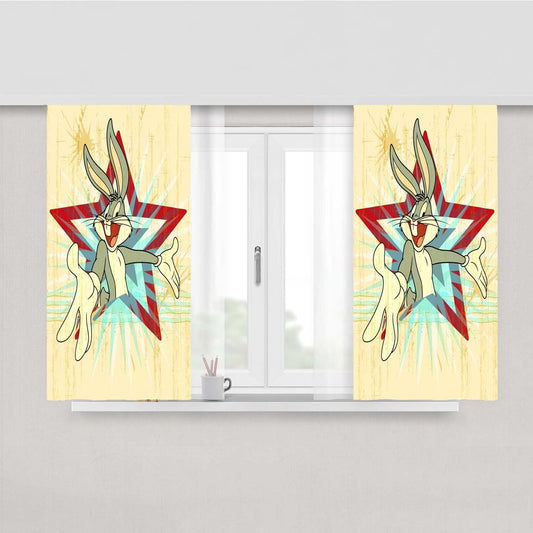 Star Bugs Bunny Peach Skin Window Curtains