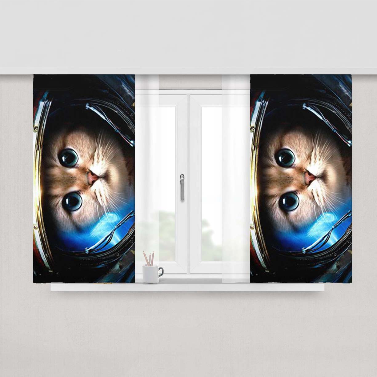 Star Craft Cat Peach Skin Window Curtains