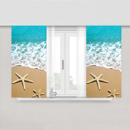 Star Fish In Beach Peach Skin Window Curtains