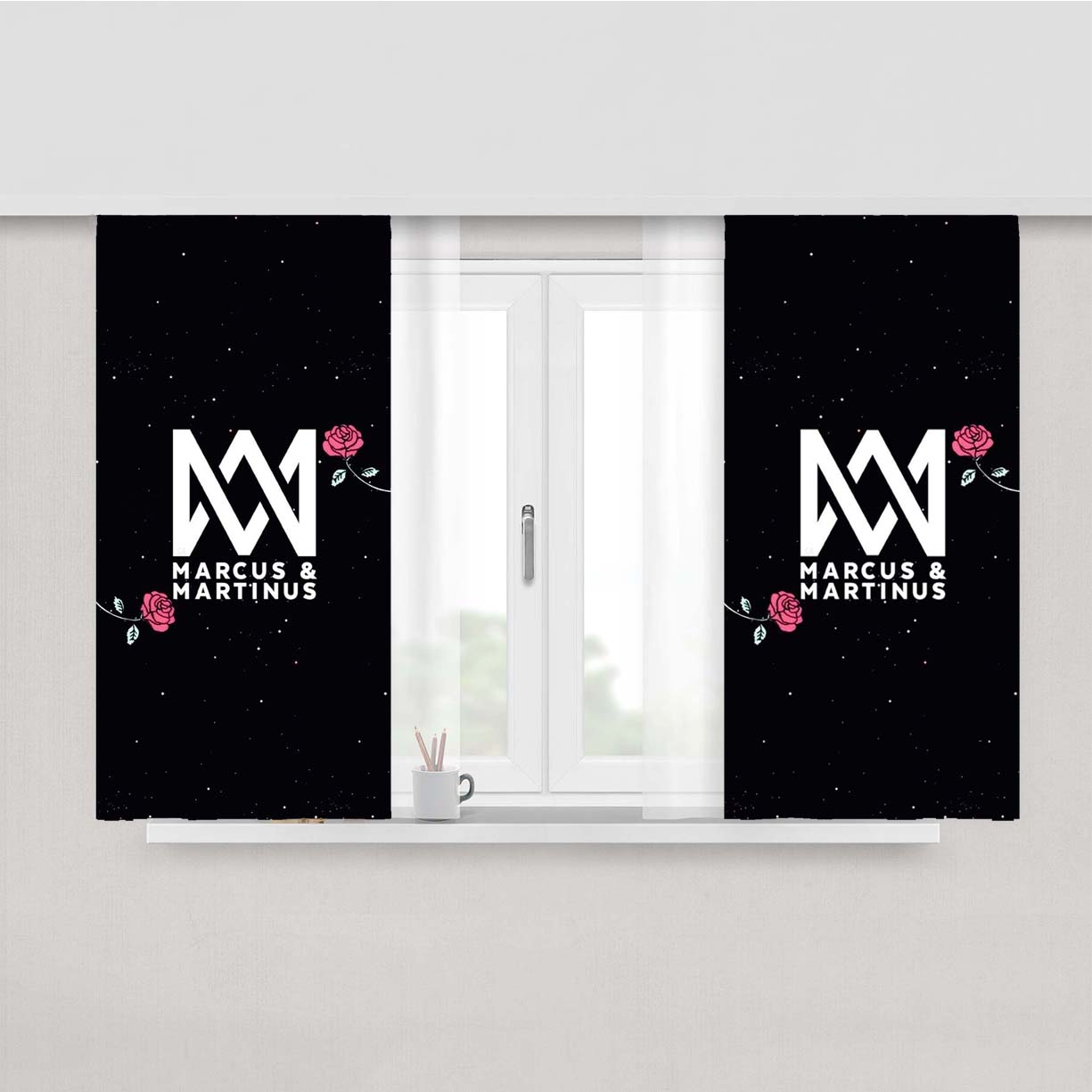 Star Flower Marcus And Martinus White Logo Peach Skin Window Curtains