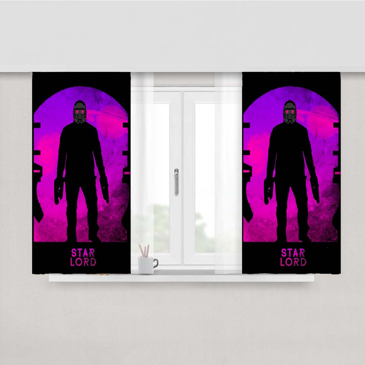Star Lord2 Peach Skin Window Curtains
