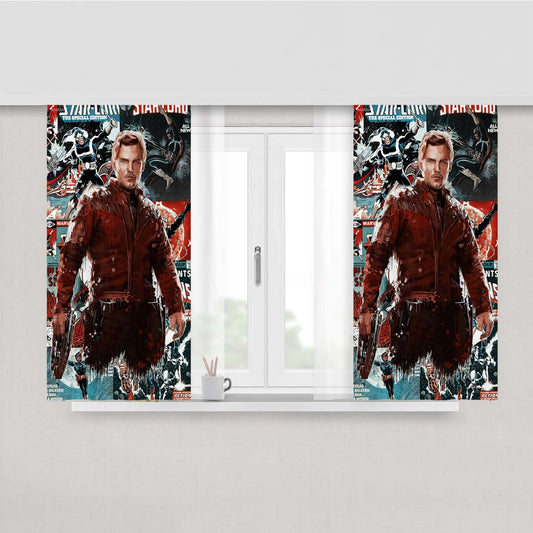 Star Lord Comic Painting Artwork Wallpaper Peach Skin Window Curtains