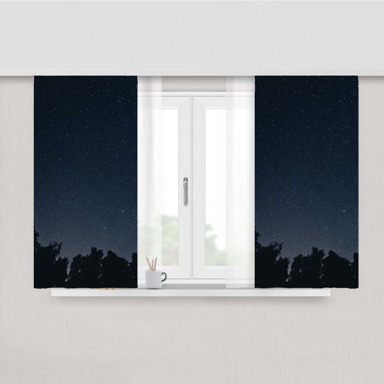 Star Night Peach Skin Window Curtains