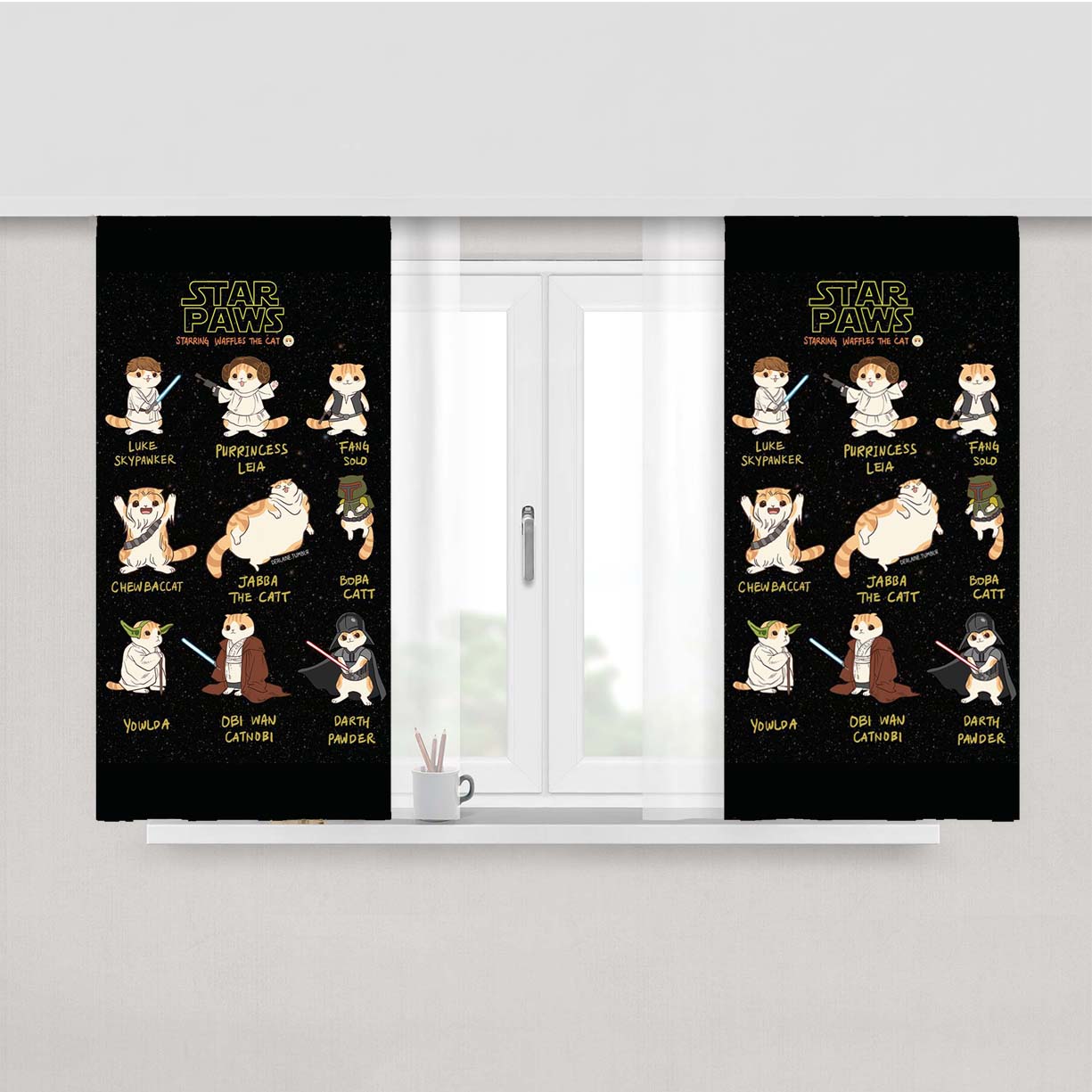 Star Paws Cute Starwars Style Peach Skin Window Curtains