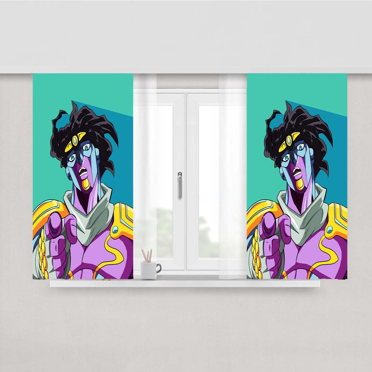 Star Platinum Jojo Bizarre Peach Skin Window Curtains