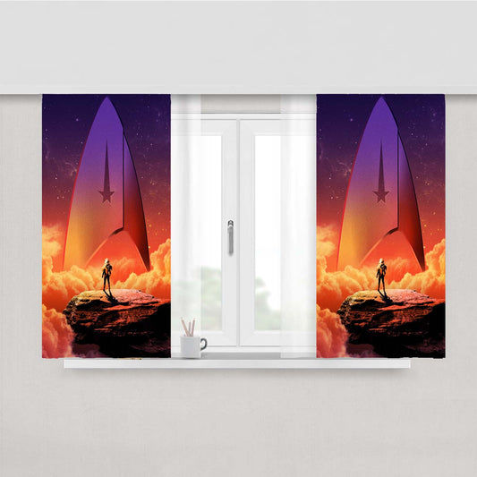 Star Trek Disco Peach Skin Window Curtains
