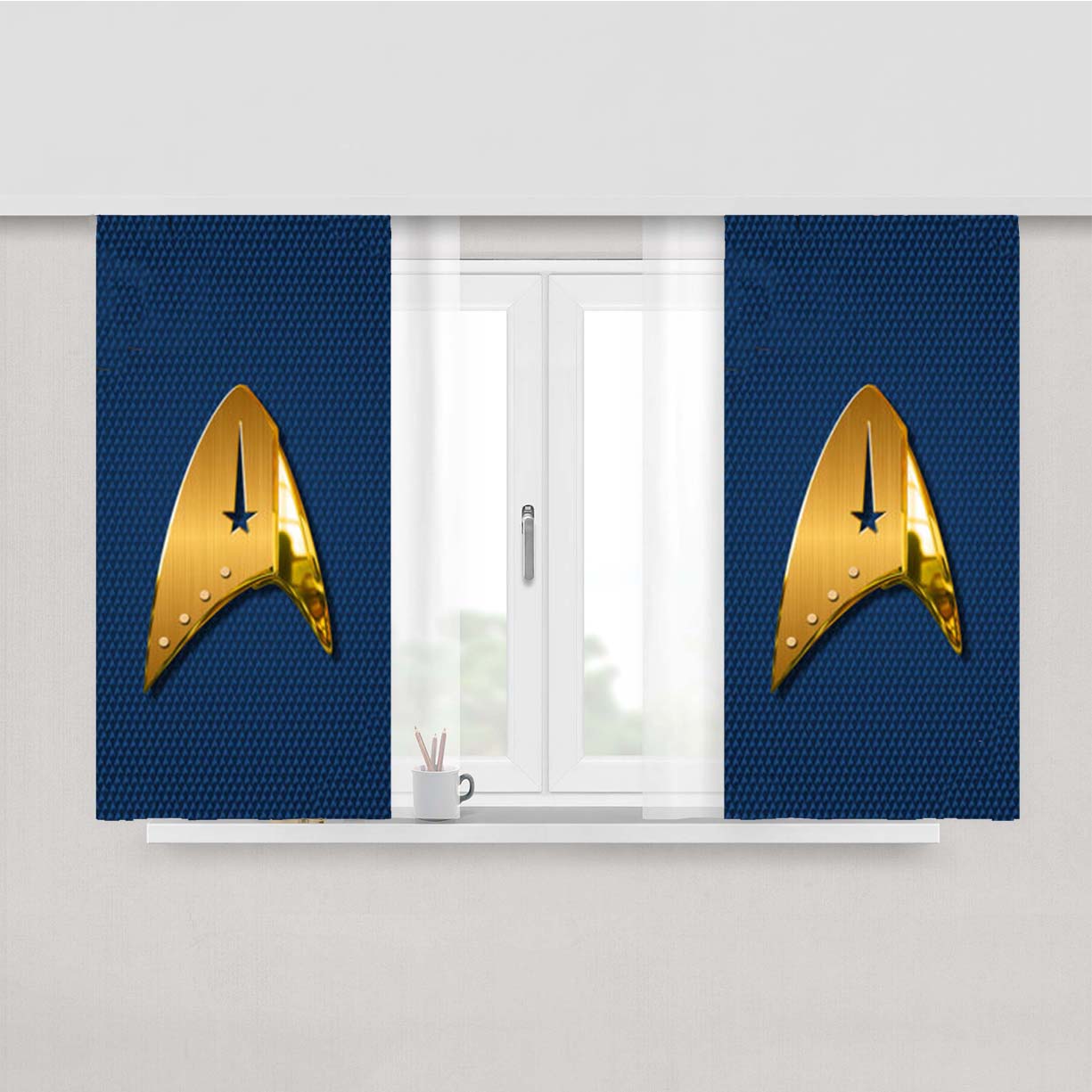 Star Trek Gold Logo Peach Skin Window Curtains