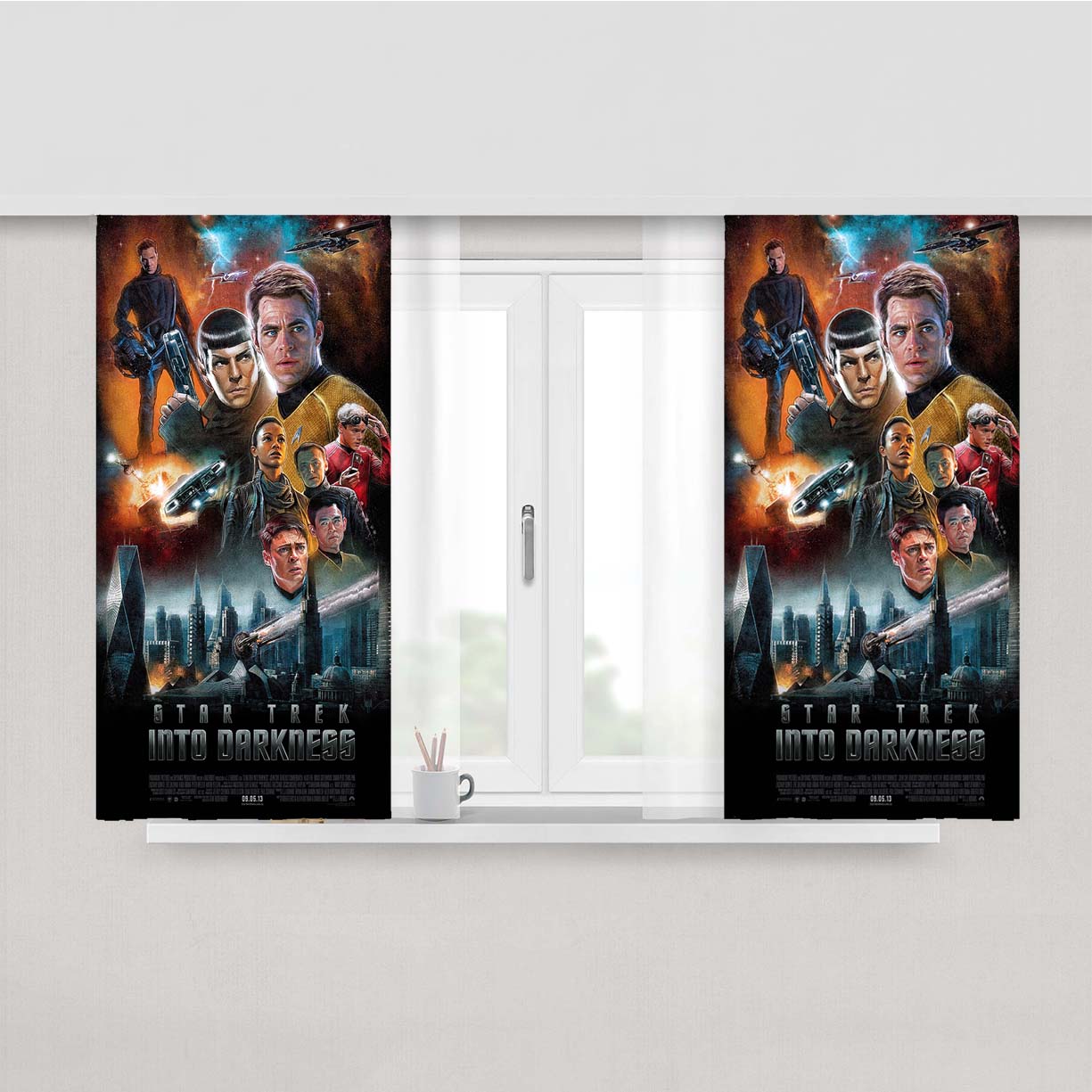 Star Trek Into Darkness Movie Poster Peach Skin Window Curtains