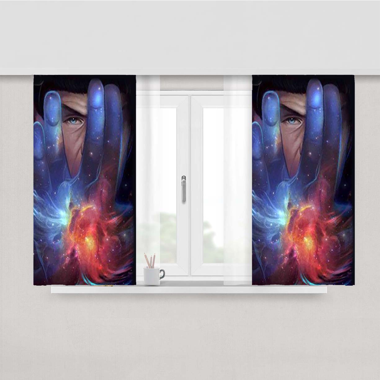 Star Trek Leonard Nimor Galaxy Peach Skin Window Curtains