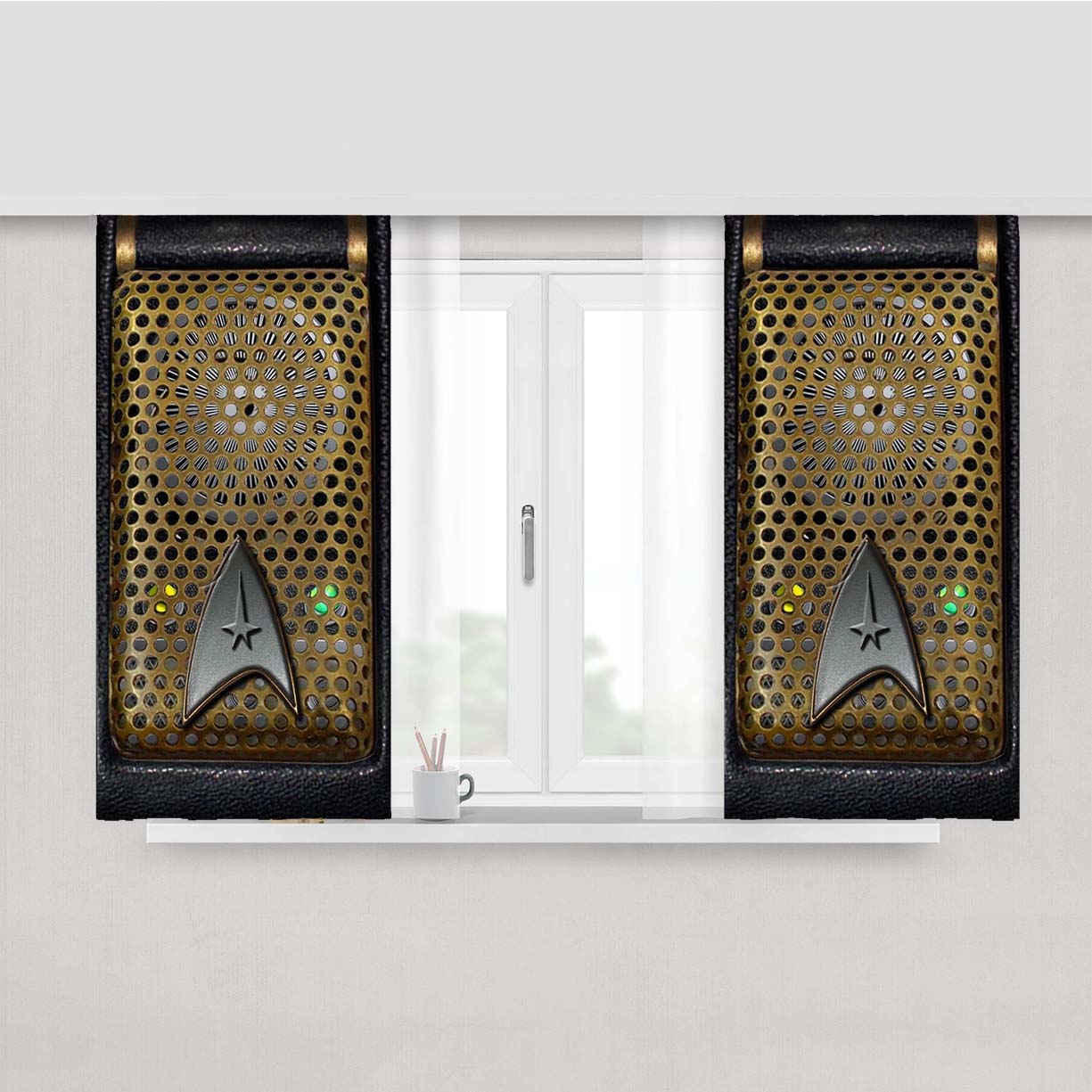 Star Trek Tos Communicator Peach Skin Window Curtains