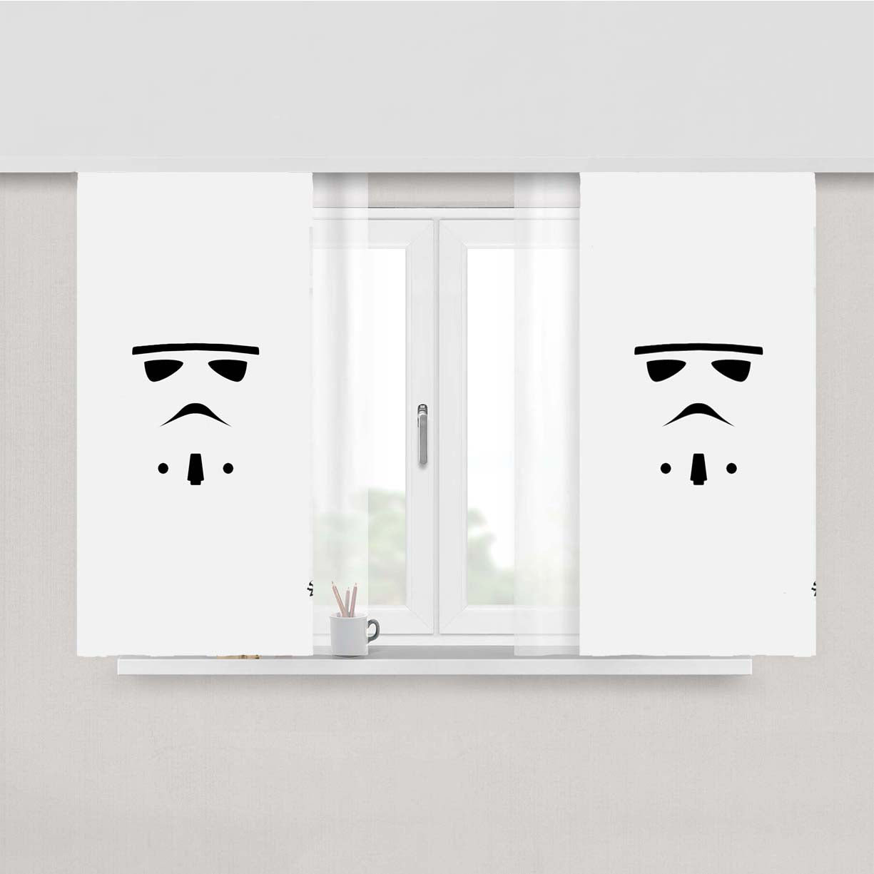Star Troopers Face Gestalt Peach Skin Window Curtains