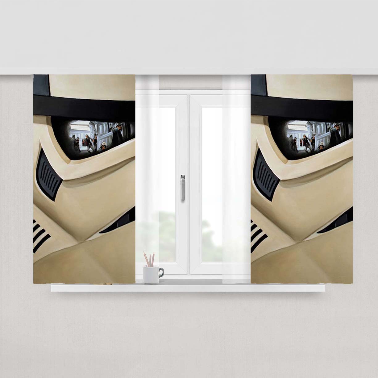Star Troopers Mask Peach Skin Window Curtains