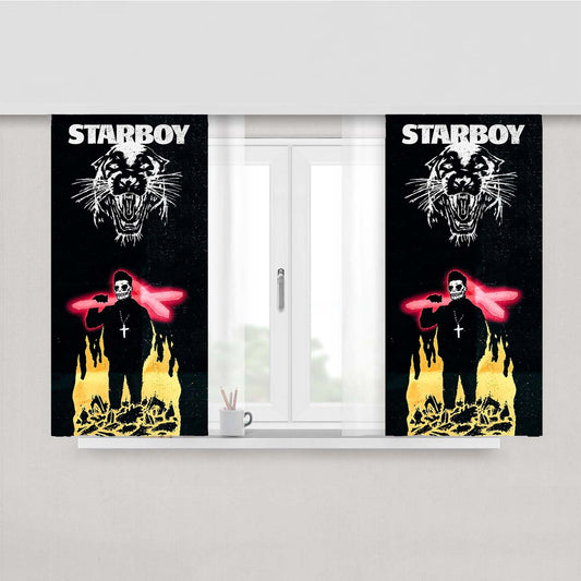 Starboy Hip Hop Tiger Peach Skin Window Curtains