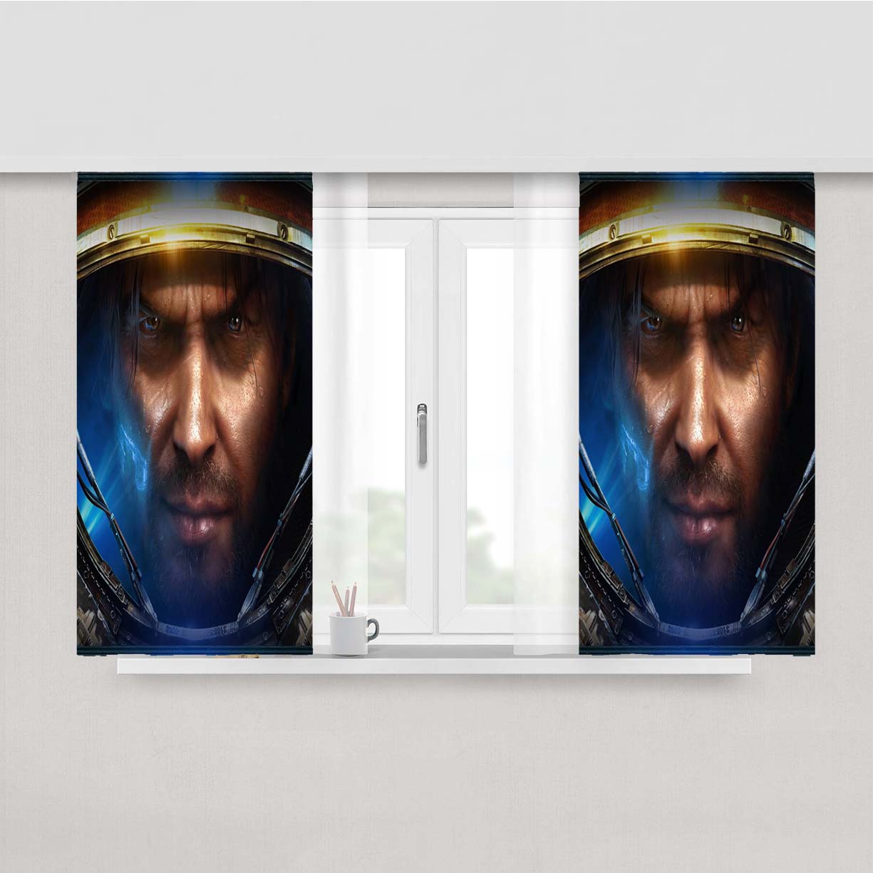 Starcraft Helmet Game Peach Skin Window Curtains