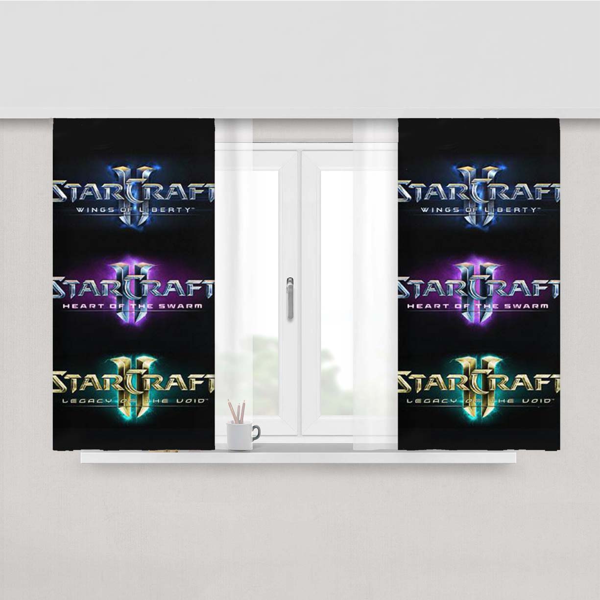 Starcraft Ii All Emblem Peach Skin Window Curtains