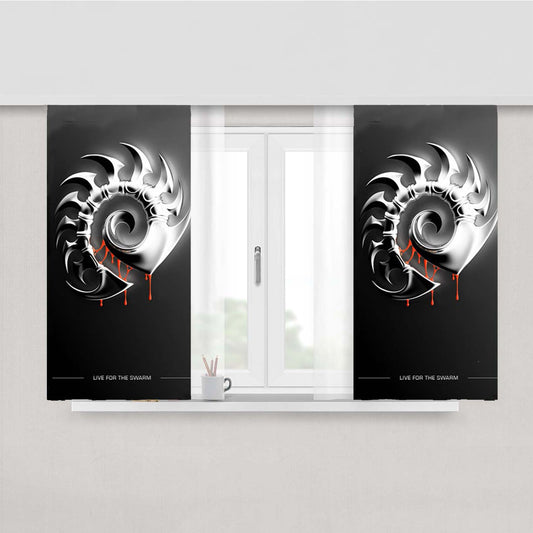 Starcraft Zerg Logo Peach Skin Window Curtains