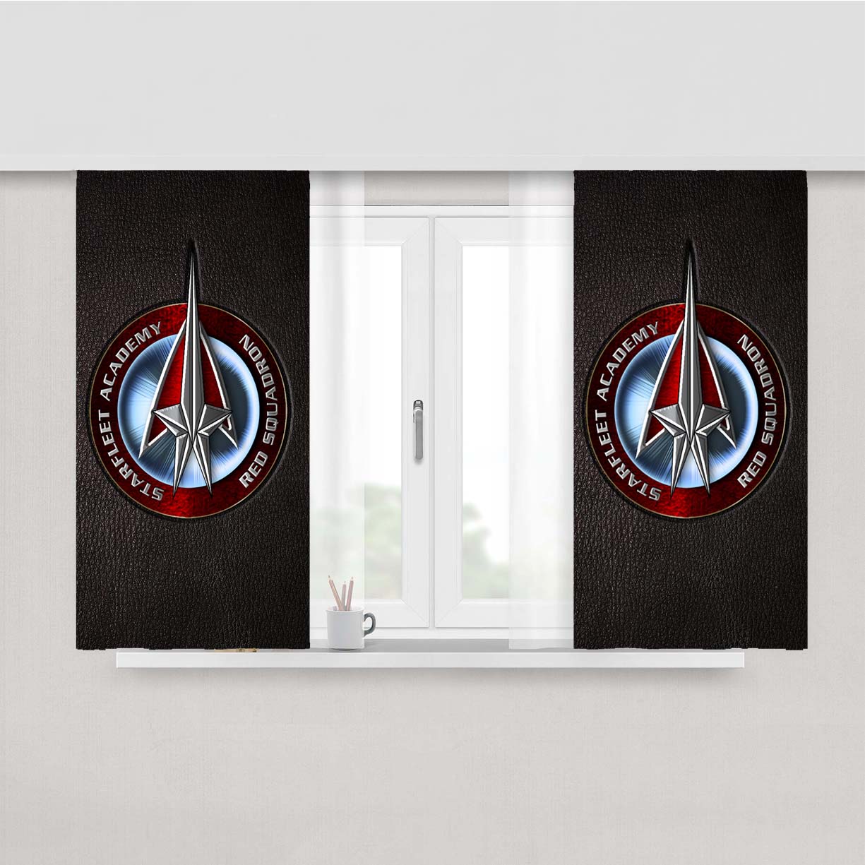 Starfleet Academy Red Squadron Peach Skin Window Curtains