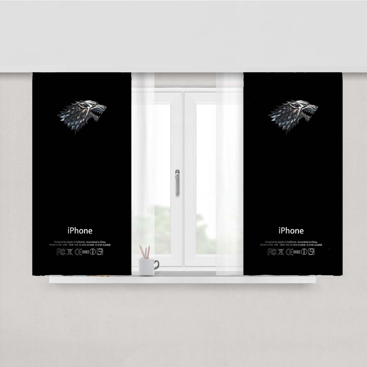Stark Iphone Design Peach Skin Window Curtains