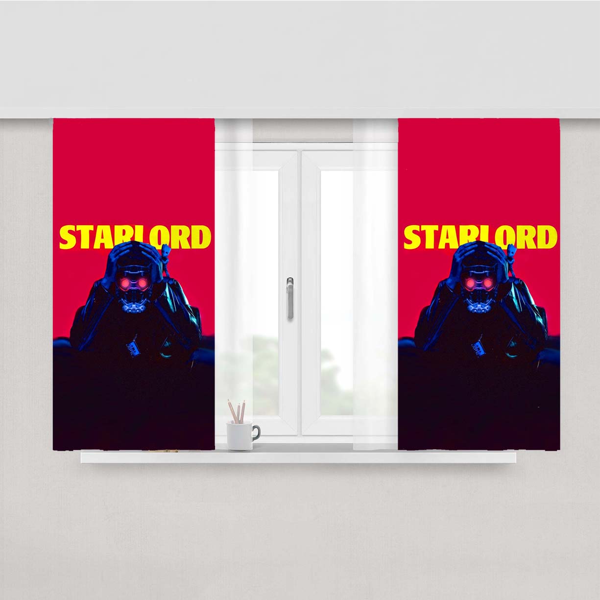 Starlord Red Peach Skin Window Curtains