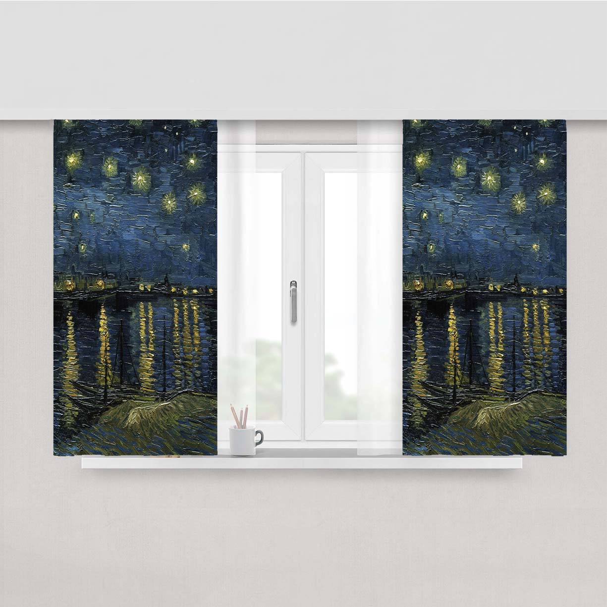 Starry Night Van Gogh Peach Skin Window Curtains