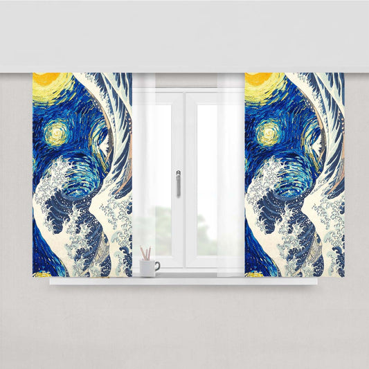 Stary Night Wave Peach Skin Window Curtains