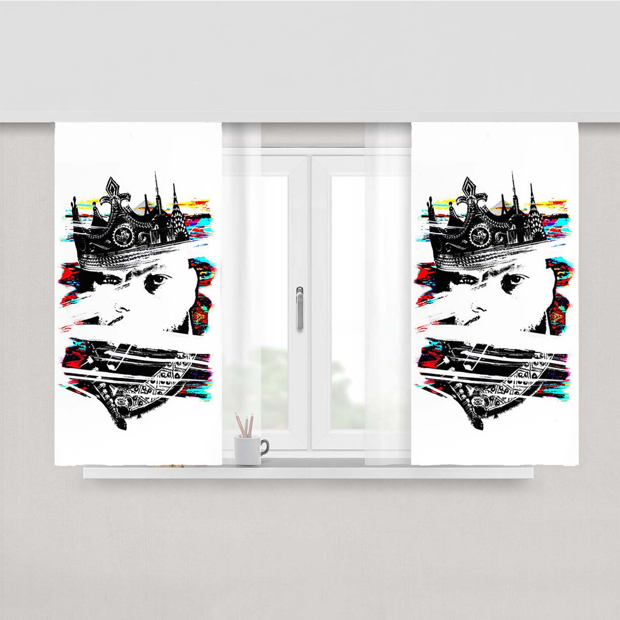 Statik Kxng Artwork Peach Skin Window Curtains