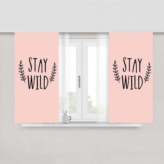 Stay Wild Valentines Day Dog Lover Pink Peach Skin Window Curtains