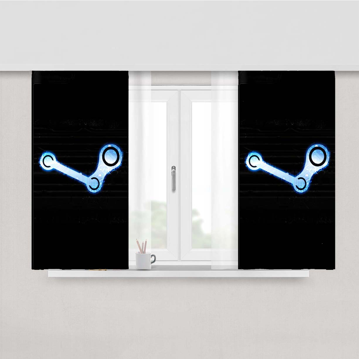 Steam Logo Peach Skin Window Curtains