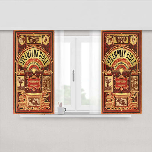 Steampunk Bible Peach Skin Window Curtains