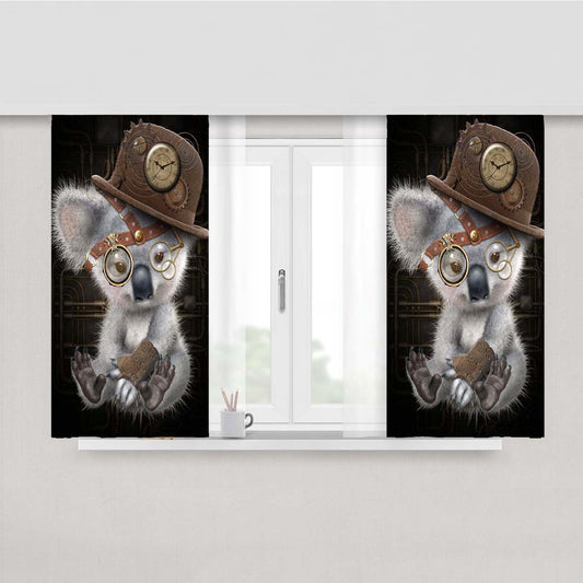 Steampunk Koala Peach Skin Window Curtains