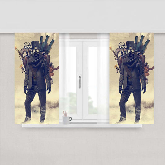 Steampunk Outsider Peach Skin Window Curtains