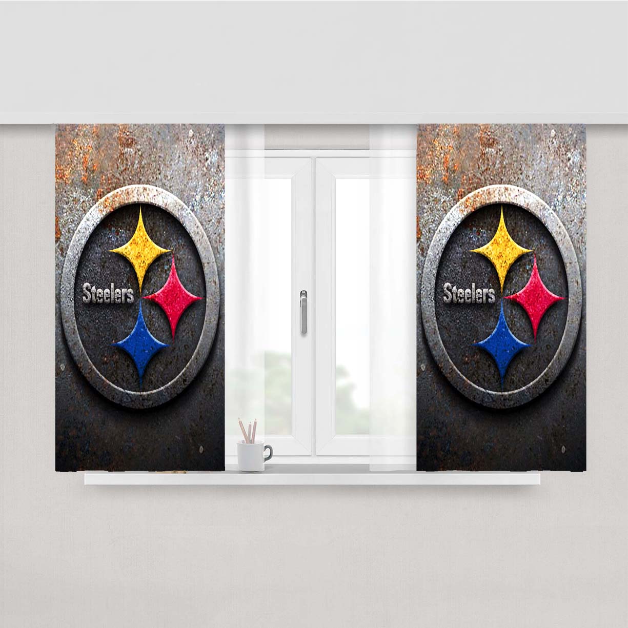 Steelers Logo Peach Skin Window Curtains