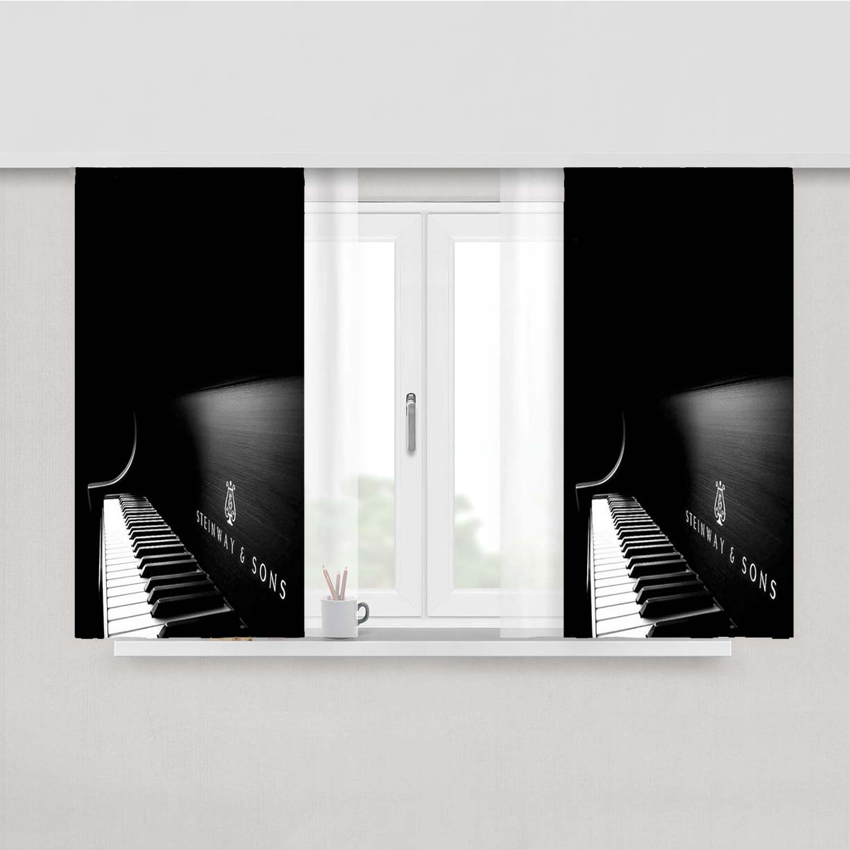 Steinway & Sons Piano Peach Skin Window Curtains