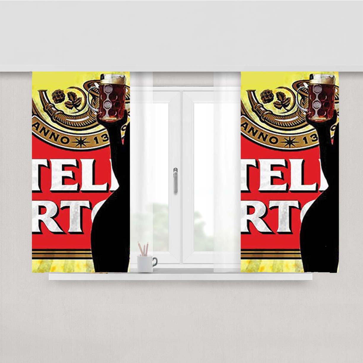 Stella Artois Silhouette Peach Skin Window Curtains