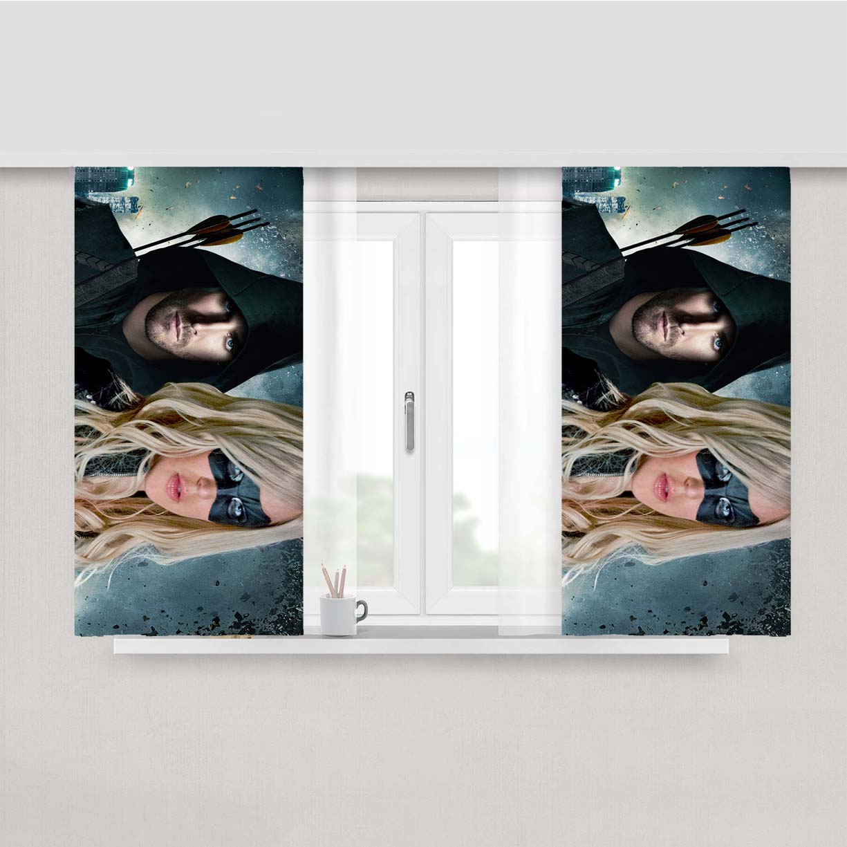Stephen Amell & Caity Lotz Peach Skin Window Curtains
