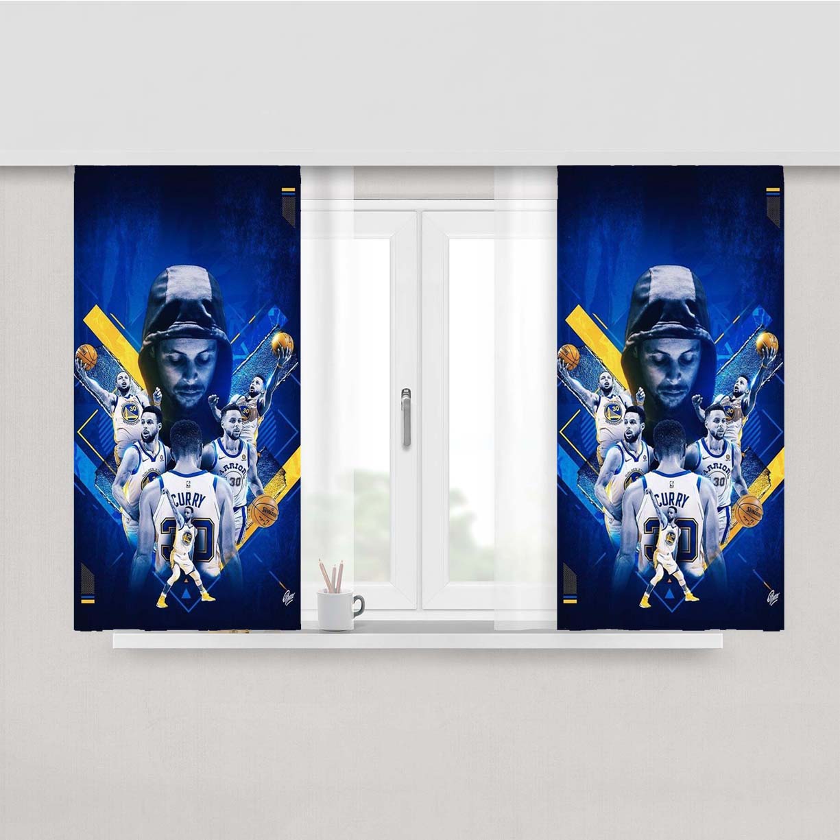 Stephen Curry Is A Warriors Peach Skin Window Curtains