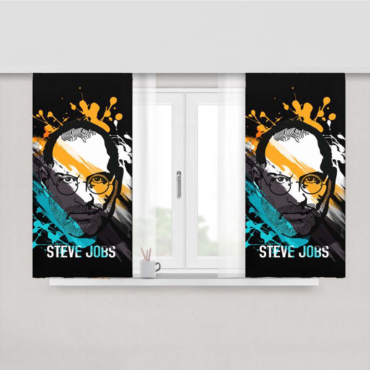 Steve Jobs Peach Skin Window Curtains