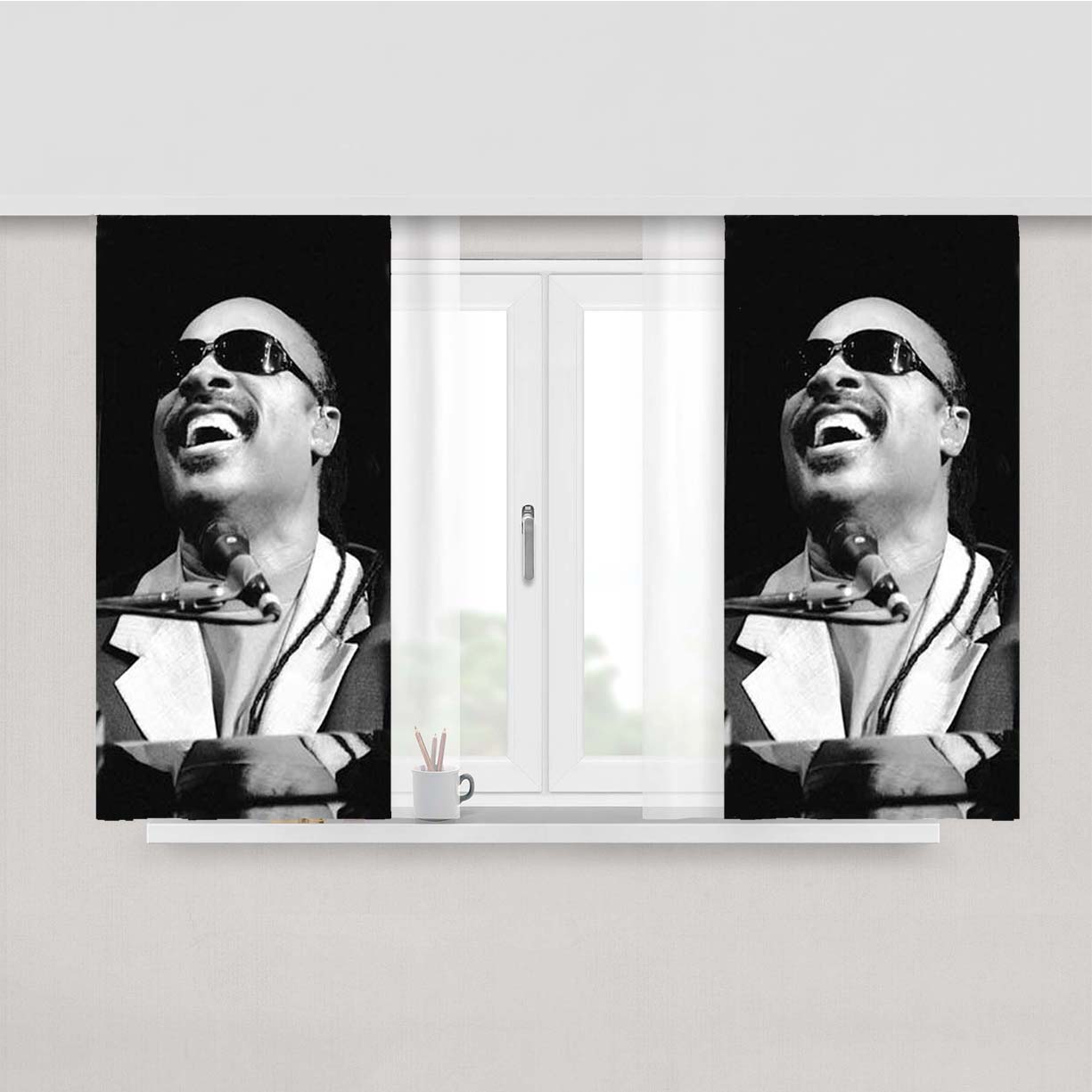 Stevie Wonder Peach Skin Window Curtains