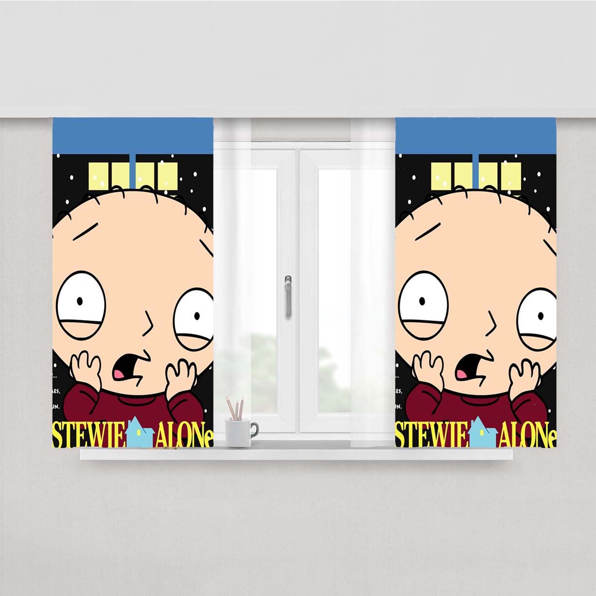 Stewie Alone Family Guy Peach Skin Window Curtains