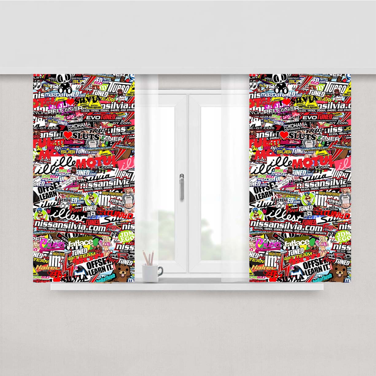 Sticker Bomb Peach Skin Window Curtains