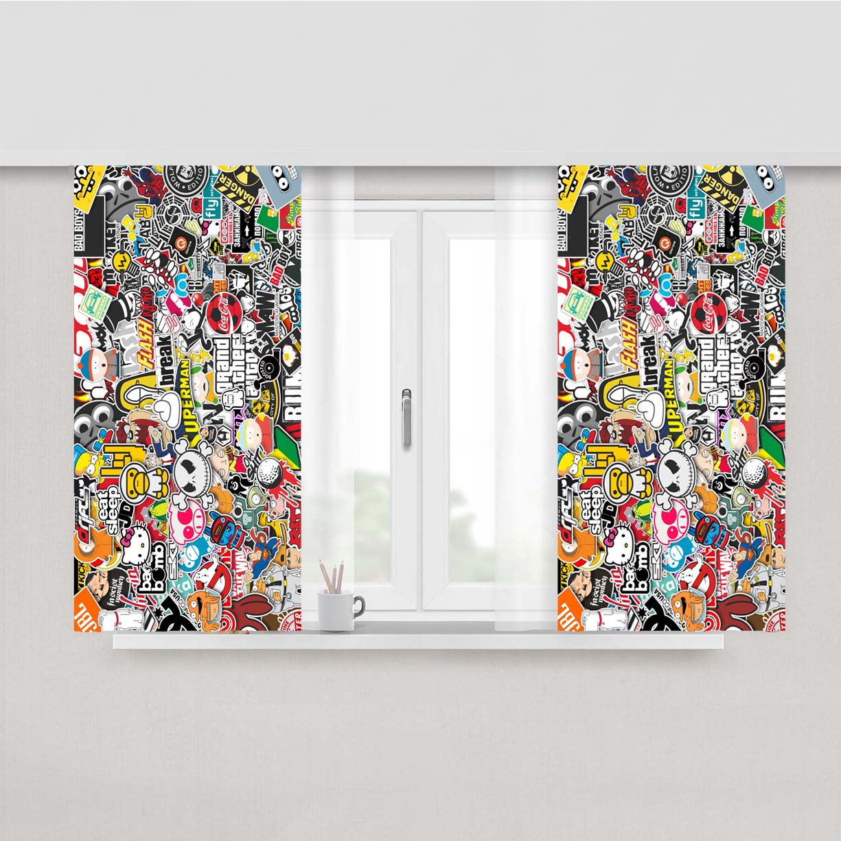 Stickers Style Peach Skin Window Curtains