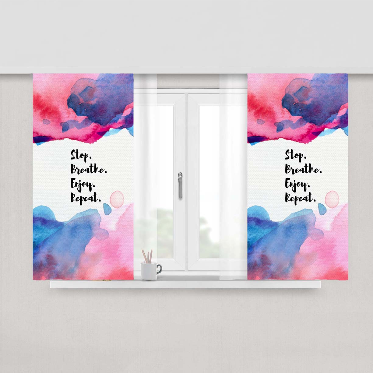 Stop Breathe Enjoy Repeat Peach Skin Window Curtains