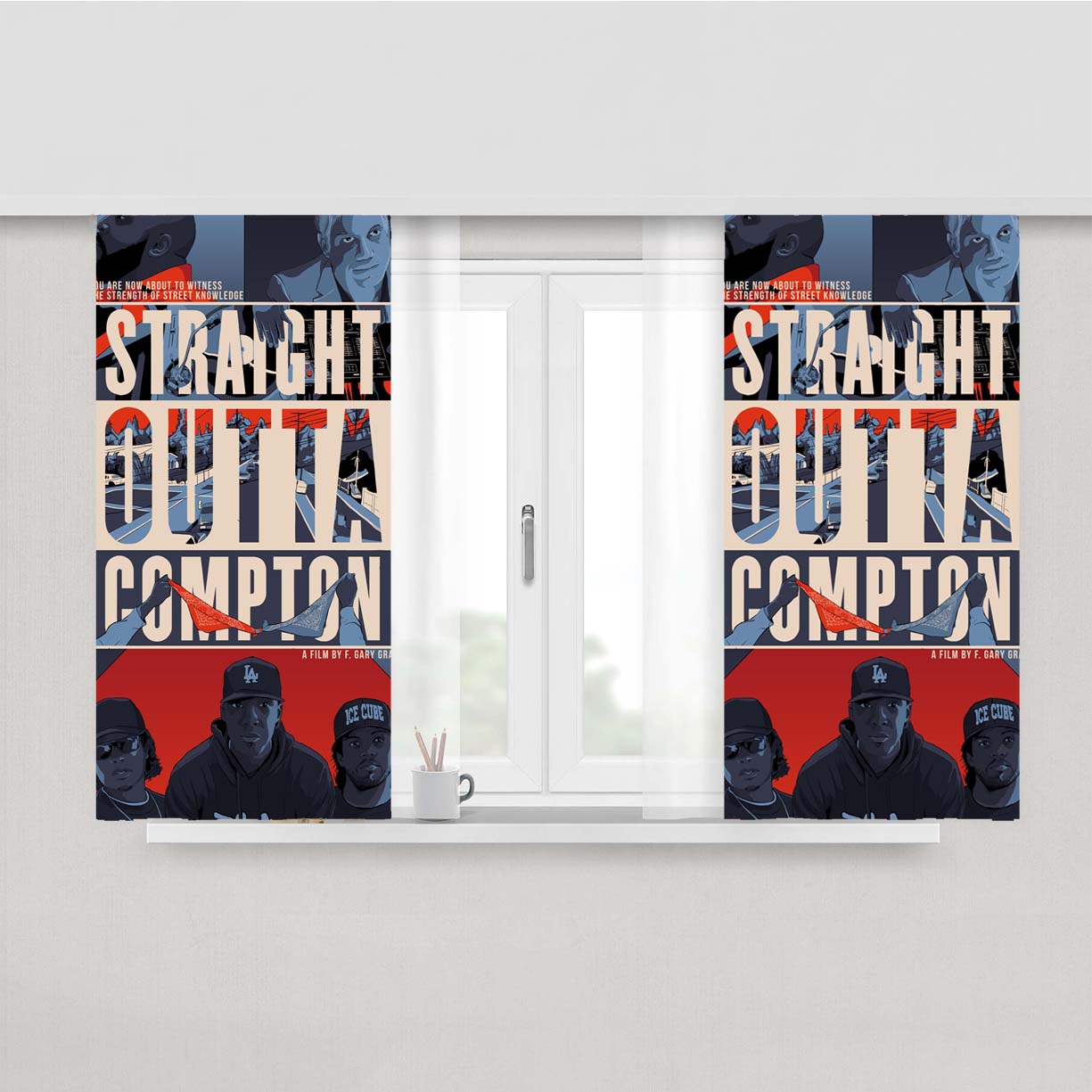 Straight Outa Compton Pop Art Peach Skin Window Curtains