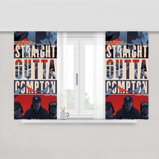 Straight Outa Compton Pop Art Peach Skin Window Curtains